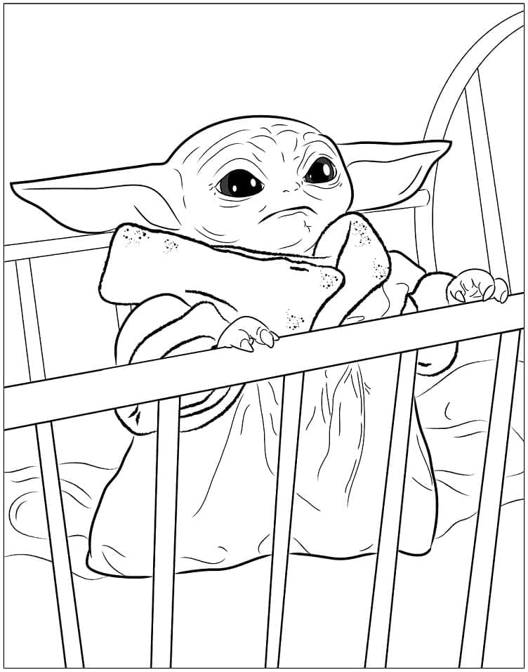 Simpel Baby Yoda Tegninger til Farvelægning