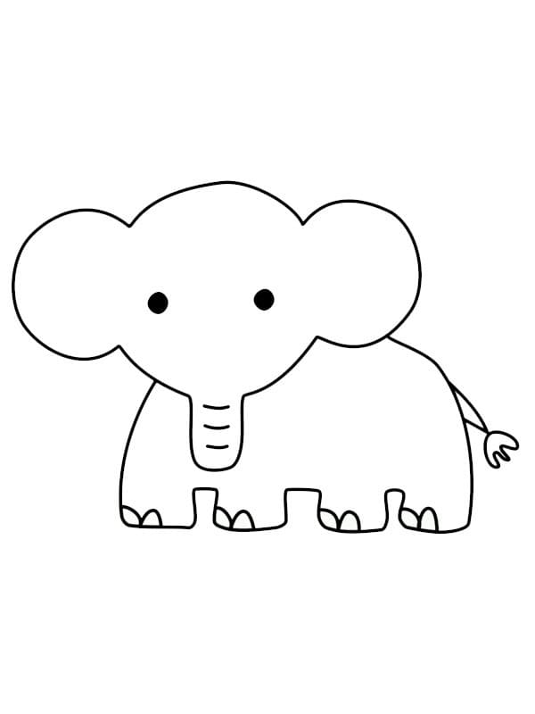 Simpel Elefant Tegninger til Farvelægning