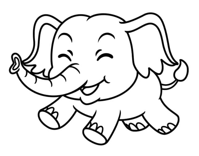 Sjov Babyelefantløb Tegninger til Farvelægning