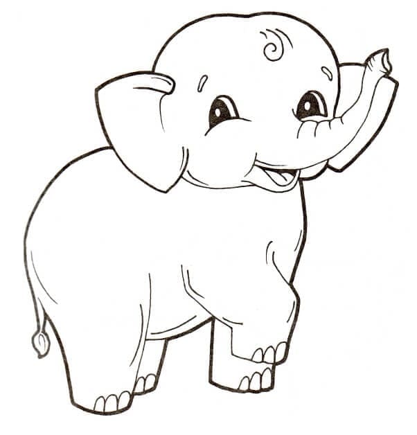 Sjov Sød Elefant Tegninger til Farvelægning