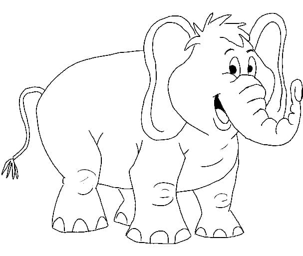 Fun Cartoon Elephant Tegninger til Farvelægning