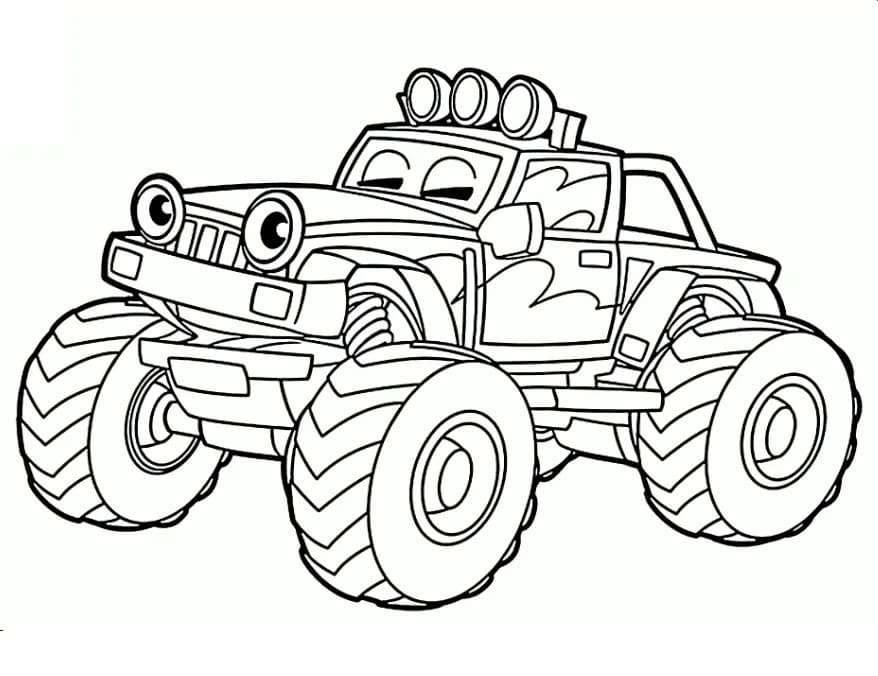 Sjov Tegneserie Monster Lastbil Tegninger til Farvelægning