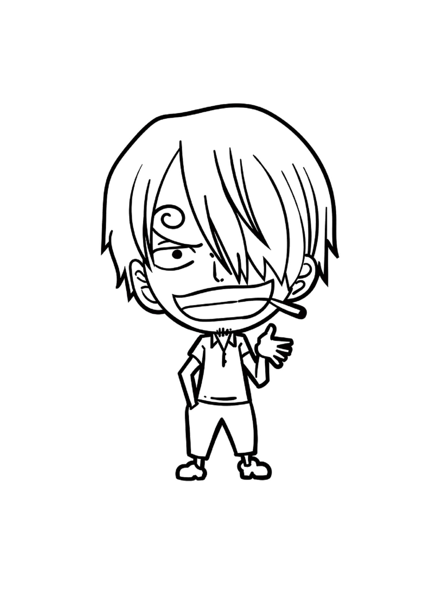 Sjovt Chibi Sanji Tegninger til Farvelægning