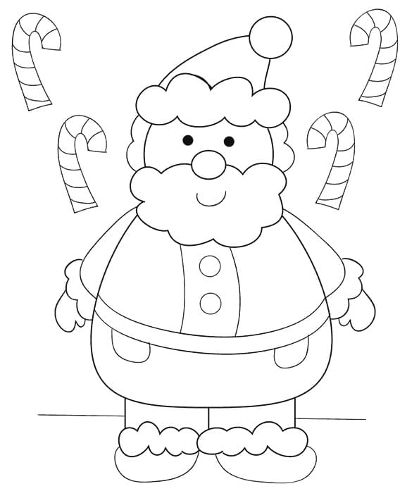 Smilende Julemand Med Slik Tegninger til Farvelægning