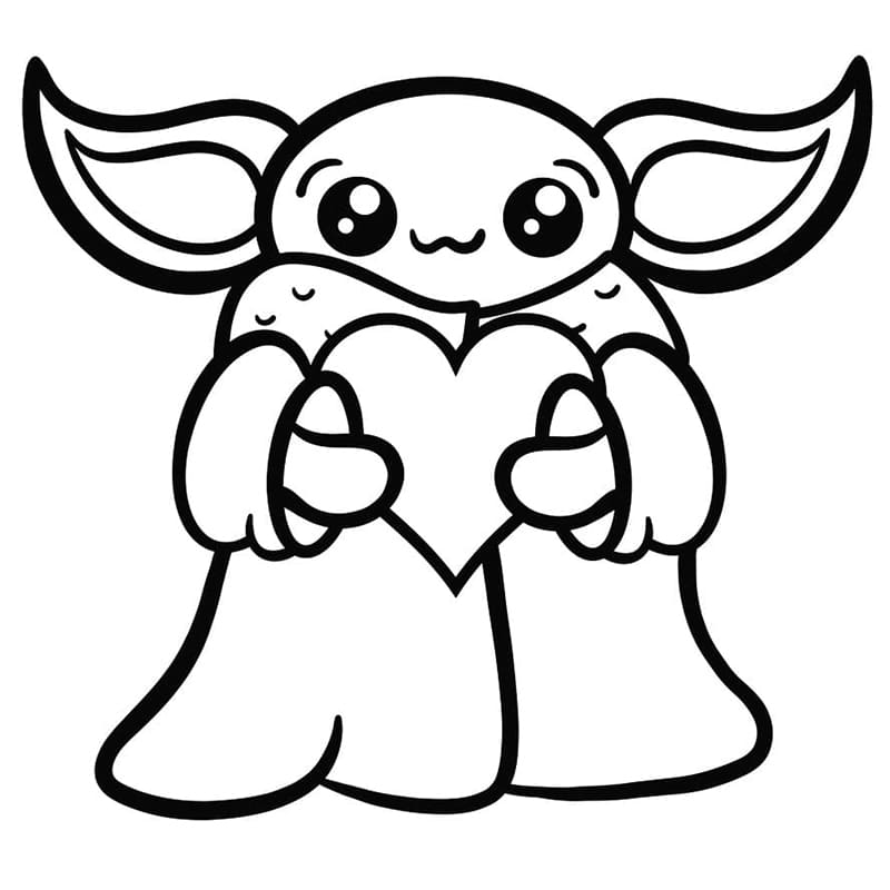 Smilende Sød baby Yoda Tegninger til Farvelægning