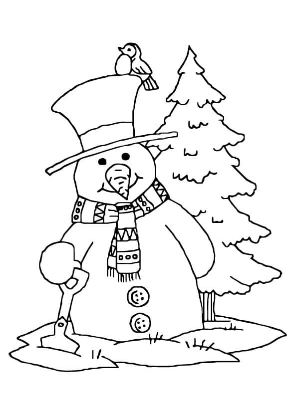 Snemand Og Juletræ Tegninger til Farvelægning