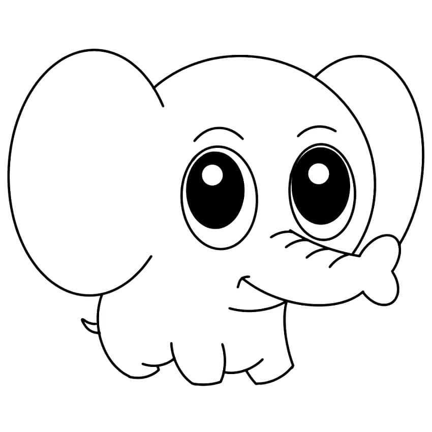 Sød Babyelefant Tegninger til Farvelægning