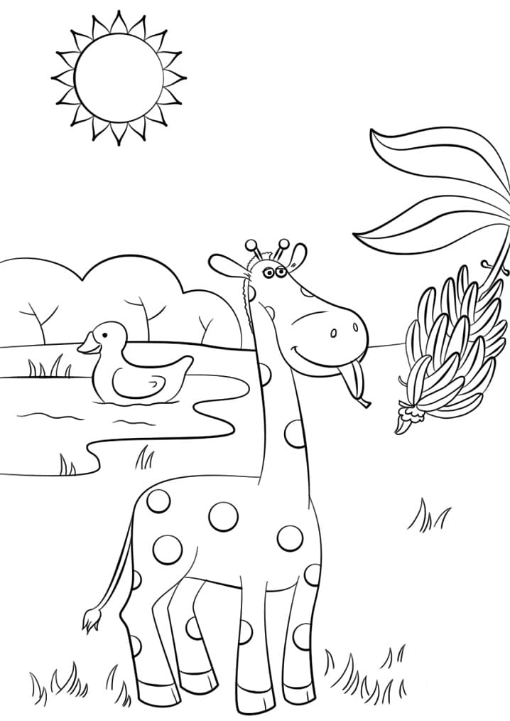 Sød Giraf Tegninger til Farvelægning