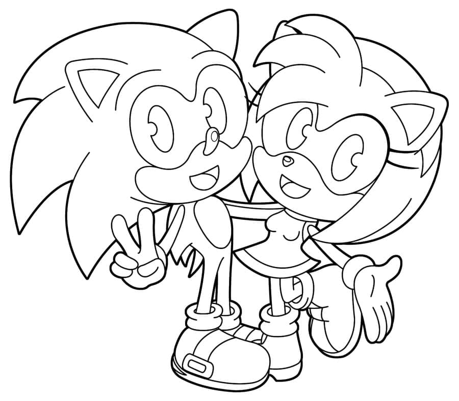 Søde Sonic Og Amy Rose Tegninger til Farvelægning