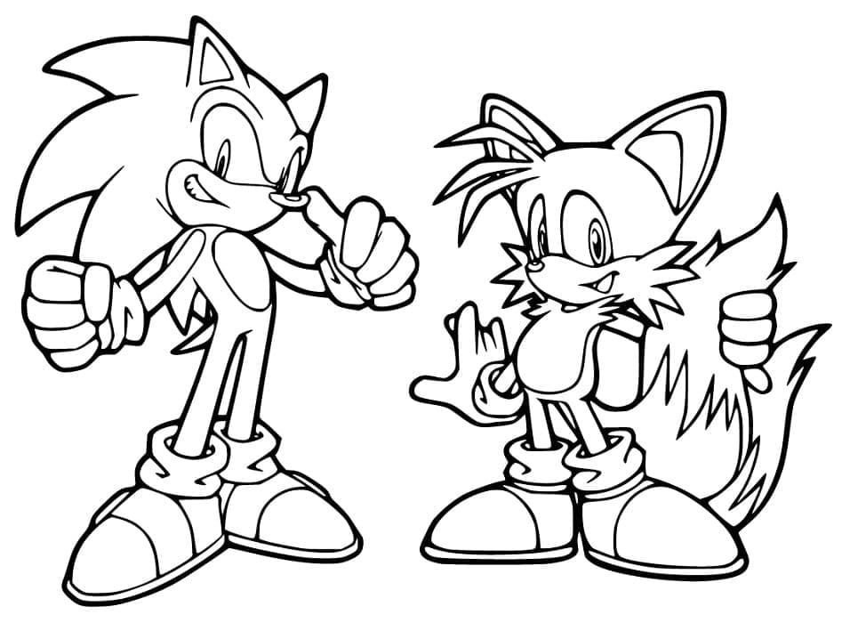 Sonic Med Haler Tegninger til Farvelægning