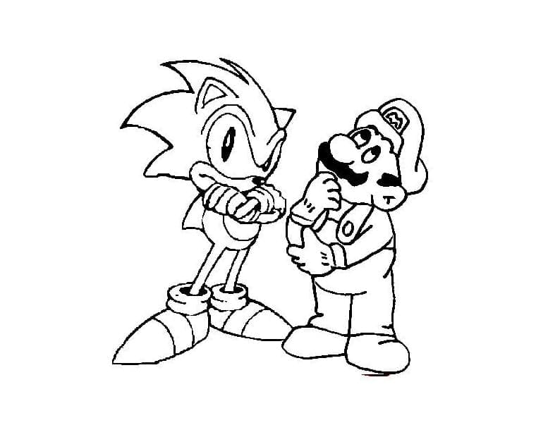 Sonic Med Mario Tegninger til Farvelægning