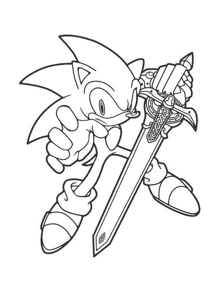 Sonic Med Sværd Tegninger til Farvelægning