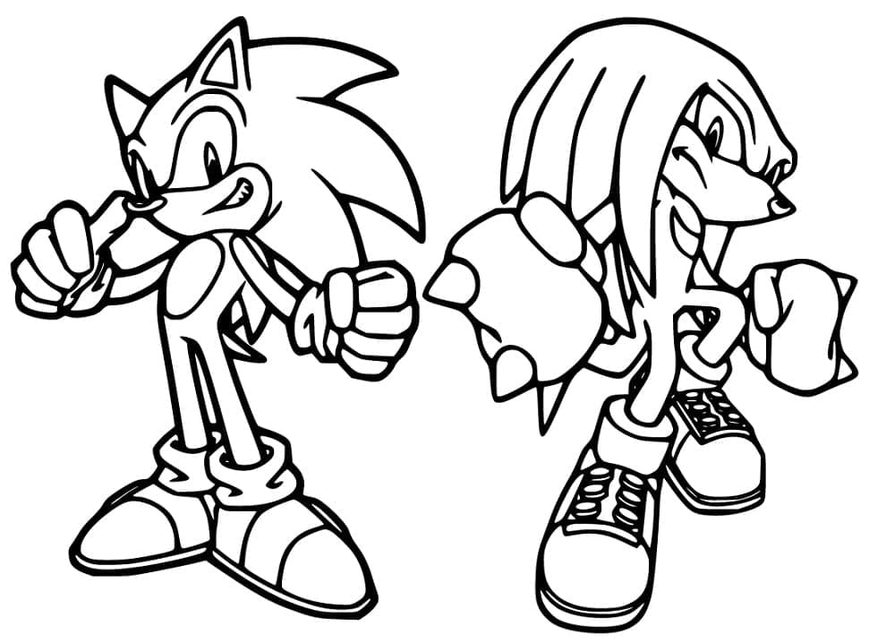 Sonic Og Knuckles Tegninger til Farvelægning