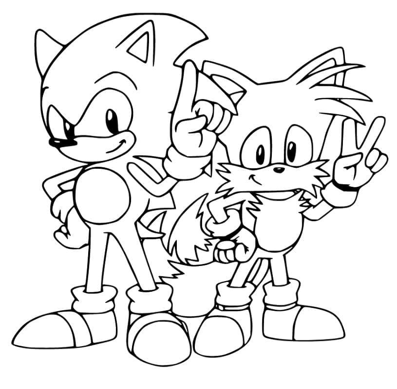 Sonic Og Tails Stående Tegninger til Farvelægning