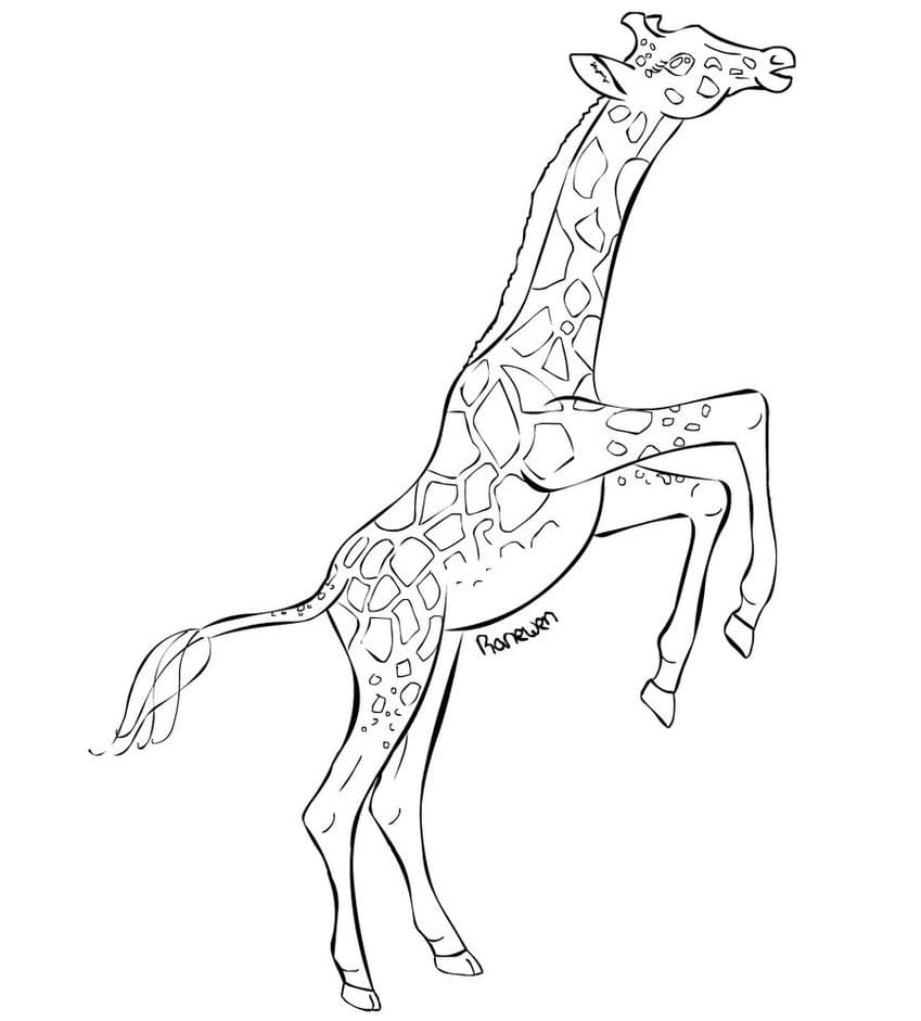 Springende Giraf Tegninger til Farvelægning