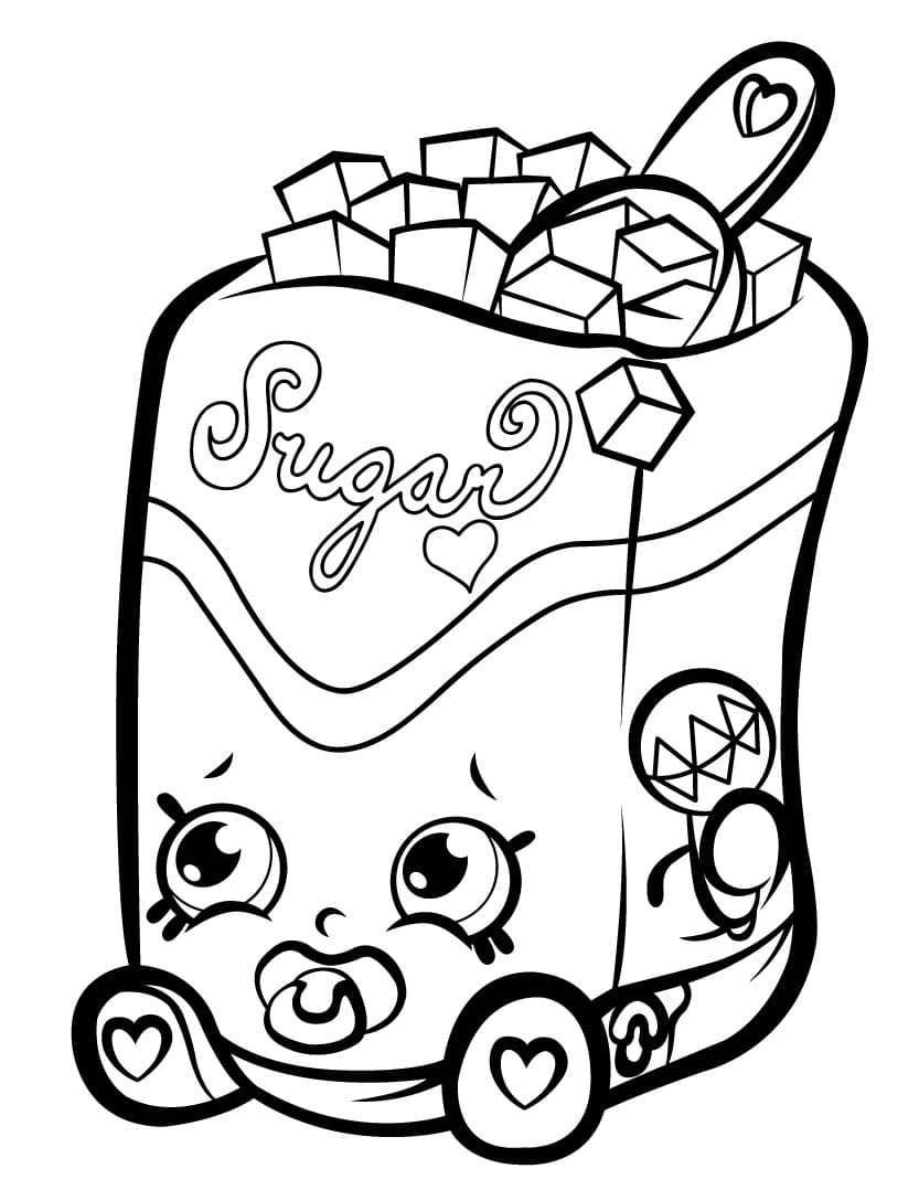 Sukkerknald Shopkins Tegninger til Farvelægning