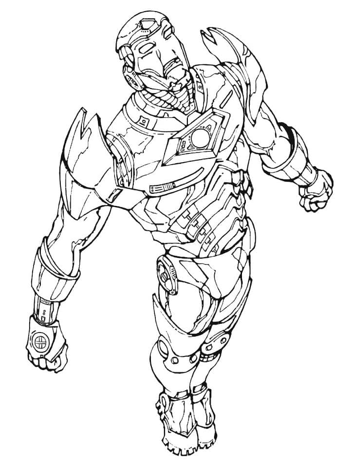 Superhelt Iron Man Flyvende Tegninger til Farvelægning