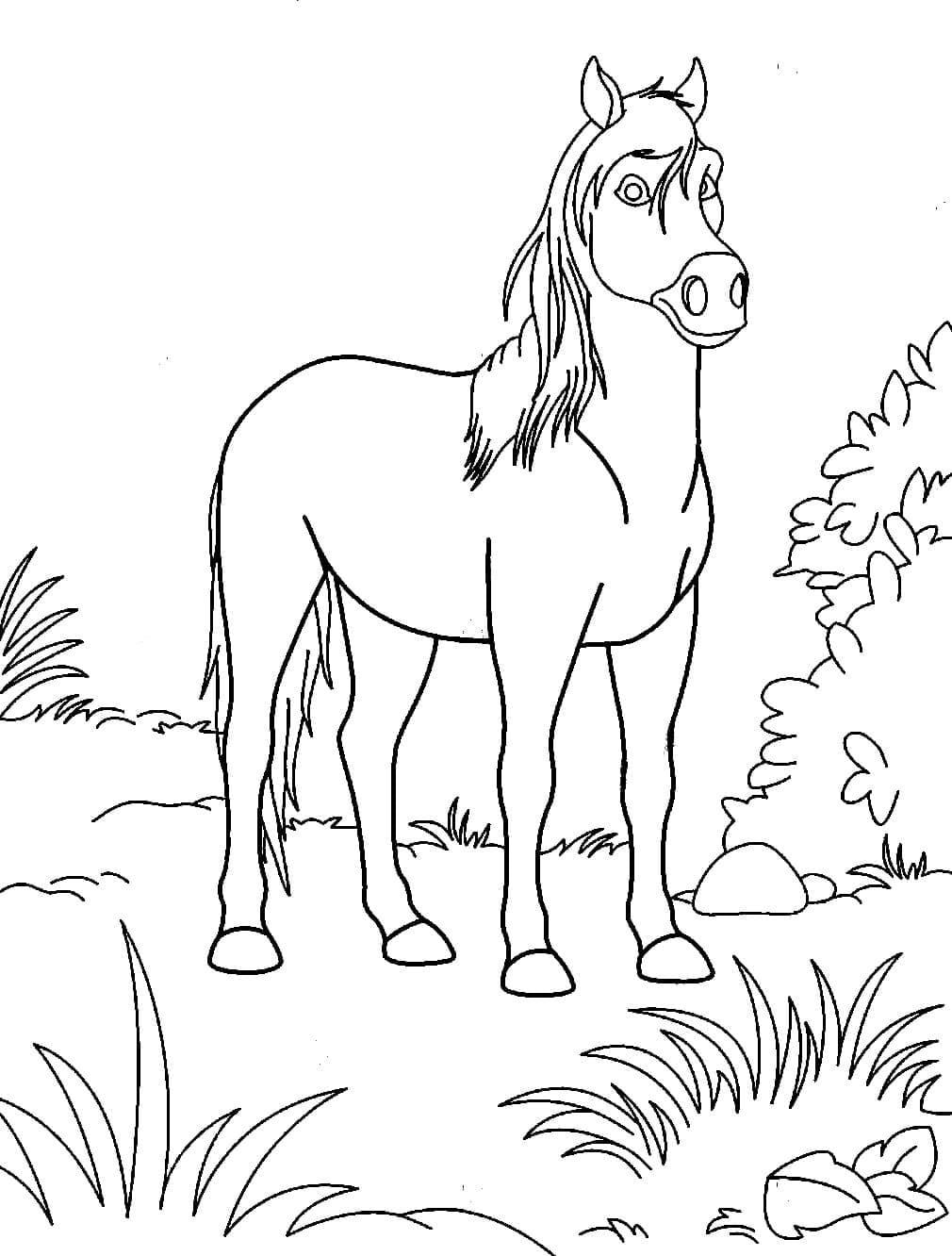 Tegnefilm Hest Med Græs Tegninger til Farvelægning