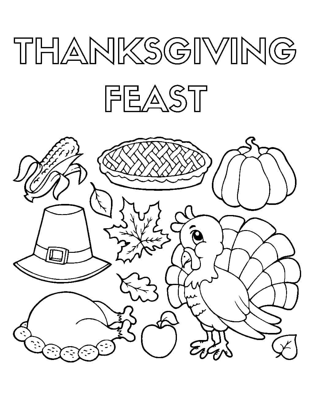 Thanksgiving festmåltid Tegninger til Farvelægning