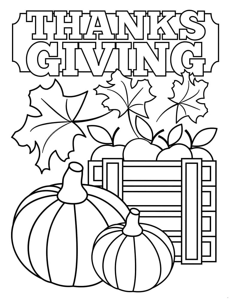 Thanksgiving græskar og æbler Tegninger til Farvelægning