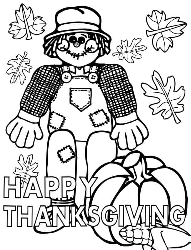 Thanksgiving Gratis for Børn Tegninger til Farvelægning