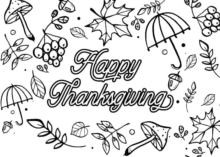 Thanksgiving gratis printbar Tegninger til Farvelægning