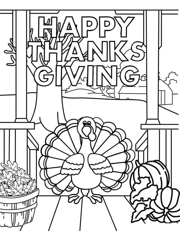 Thanksgiving med Kalkun Tegninger til Farvelægning