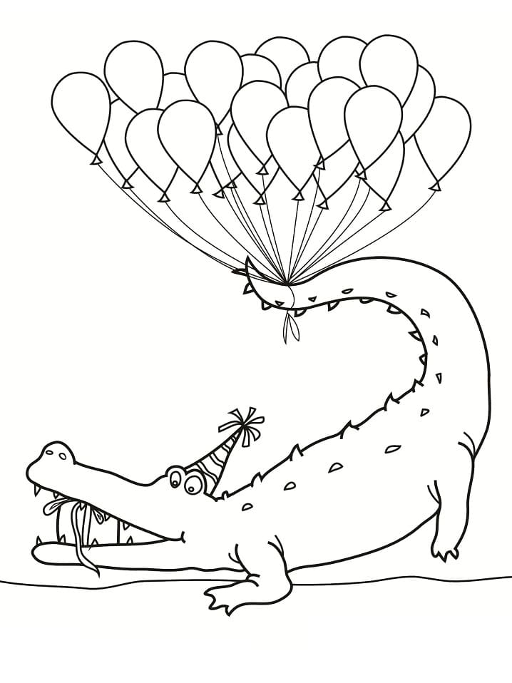 Tillykke Med Fødselsdagen Alligator Tegninger til Farvelægning