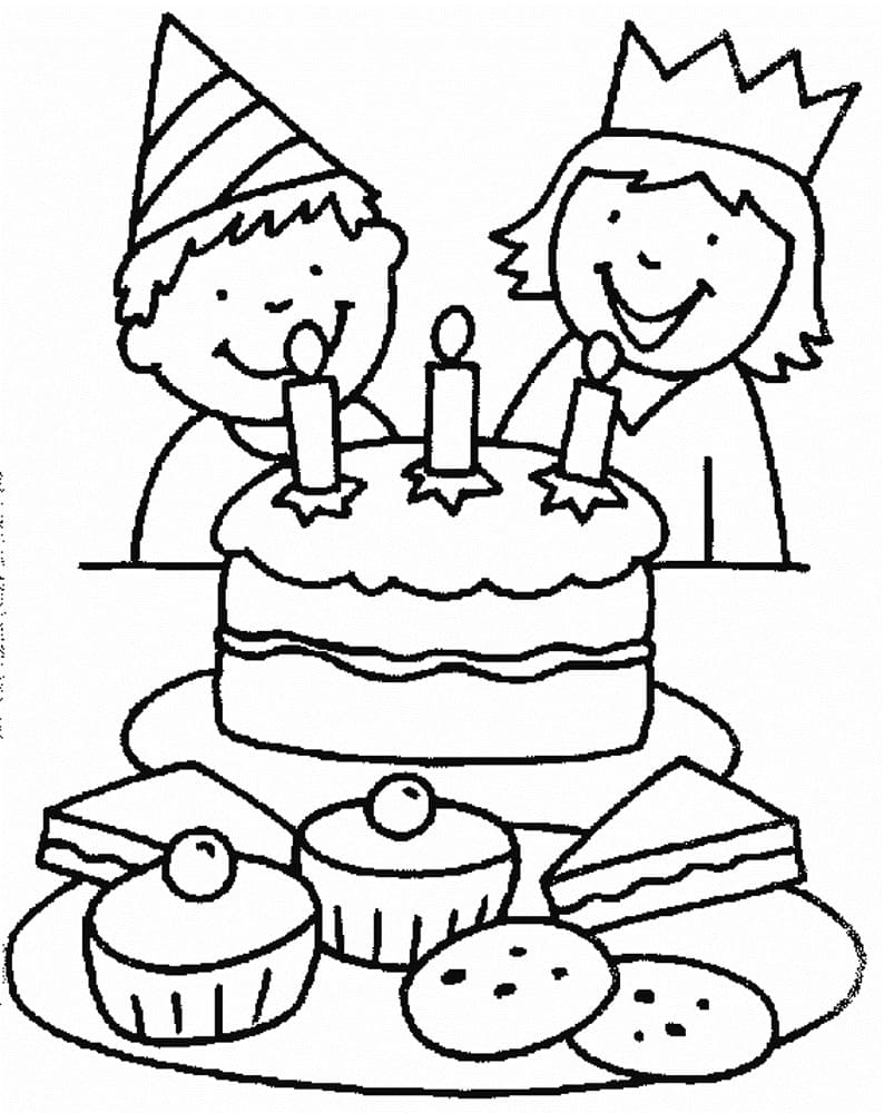 Tillykke Med Fødselsdagen Børn Tegninger til Farvelægning