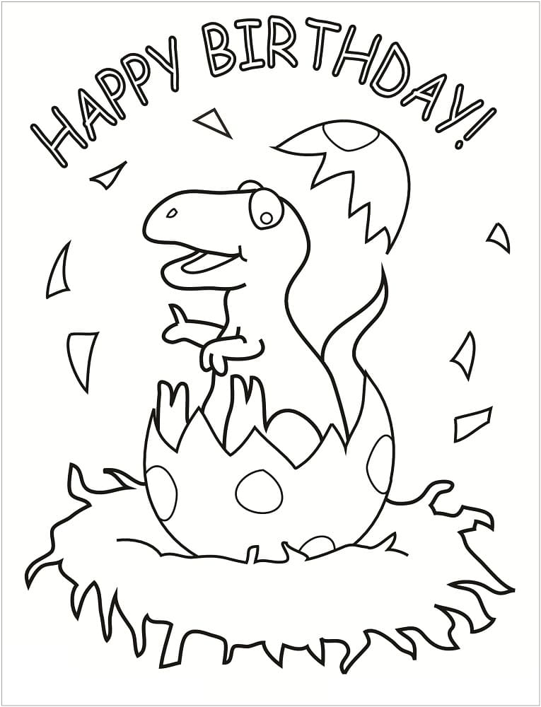 Tillykke Med Fødselsdagen Dinosaur Tegninger til Farvelægning