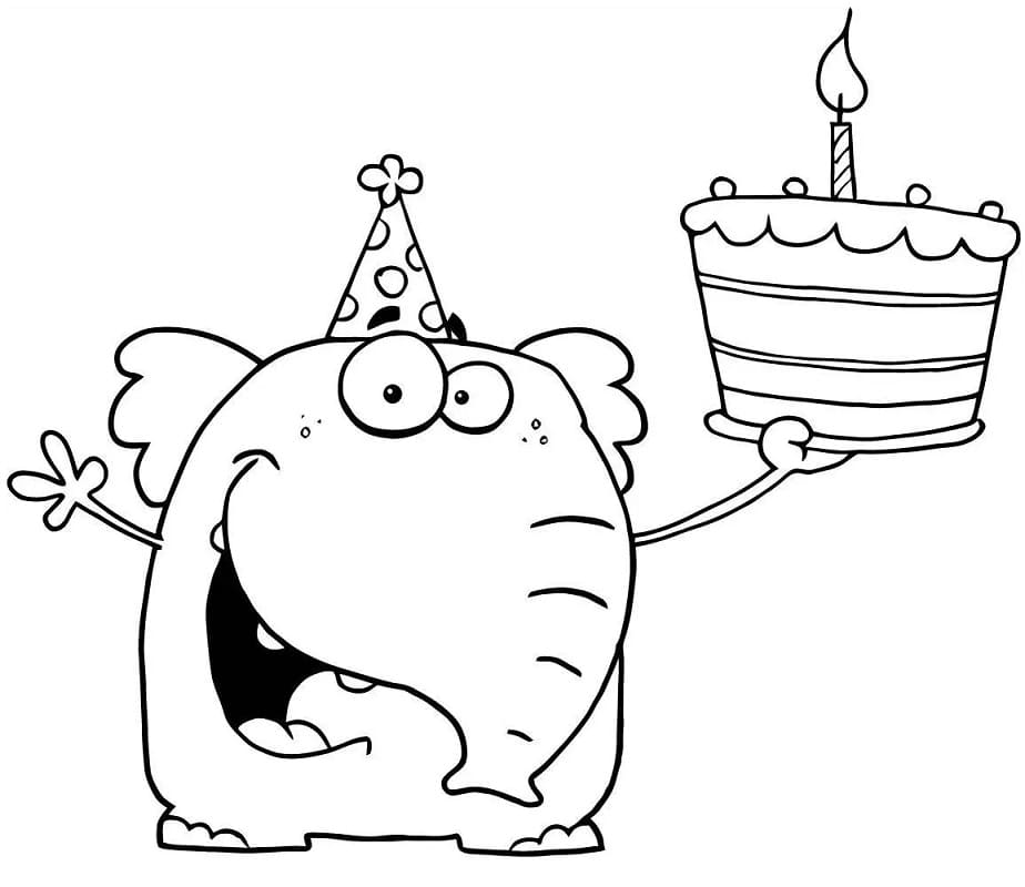 Tillykke Med Fødselsdagen Elefant Tegninger til Farvelægning