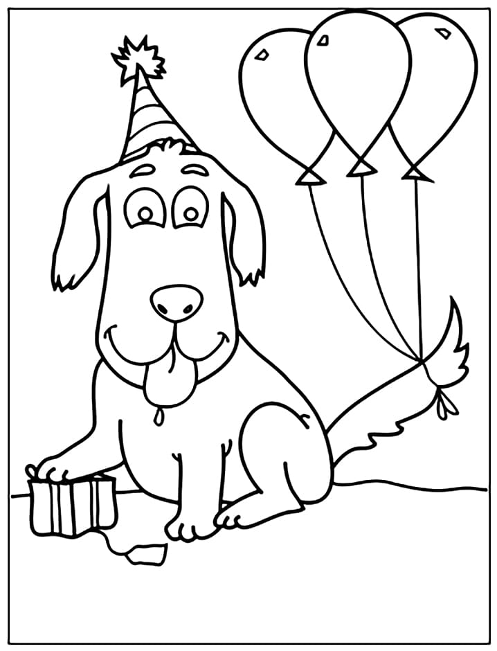 Tillykke Med Fødselsdagen Hund Tegninger til Farvelægning
