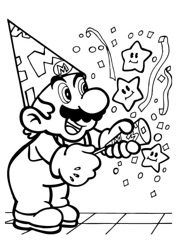 Tillykke Med Fødselsdagen Sjov Mario Tegninger til Farvelægning