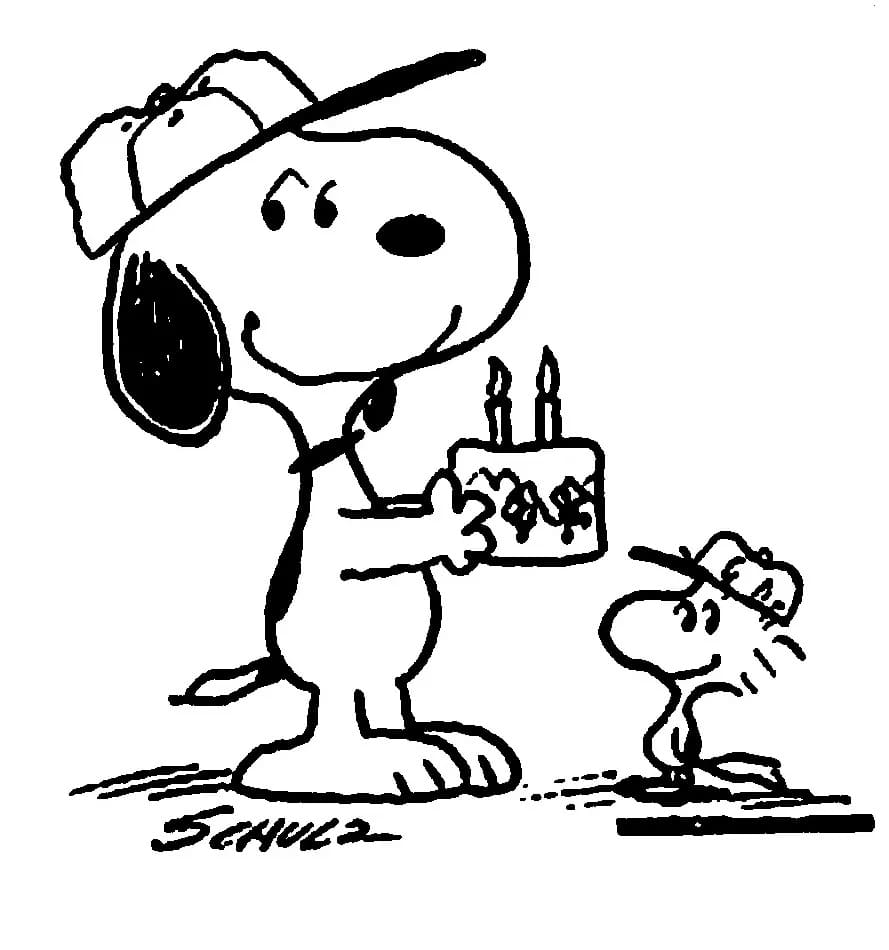 Tillykke Med Fødselsdagen Snoopy Tegninger til Farvelægning