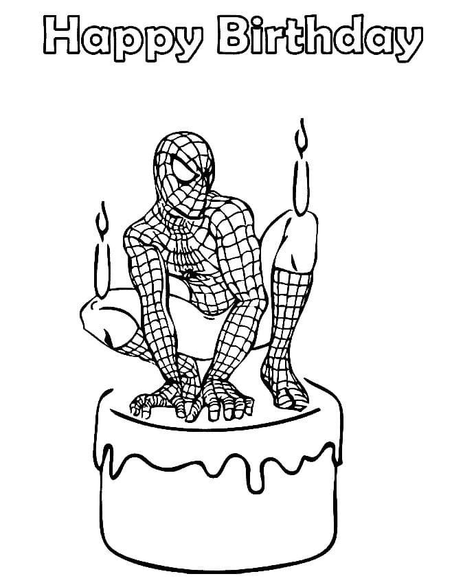 Tillykke Med Fødselsdagen Spiderman Tegninger til Farvelægning
