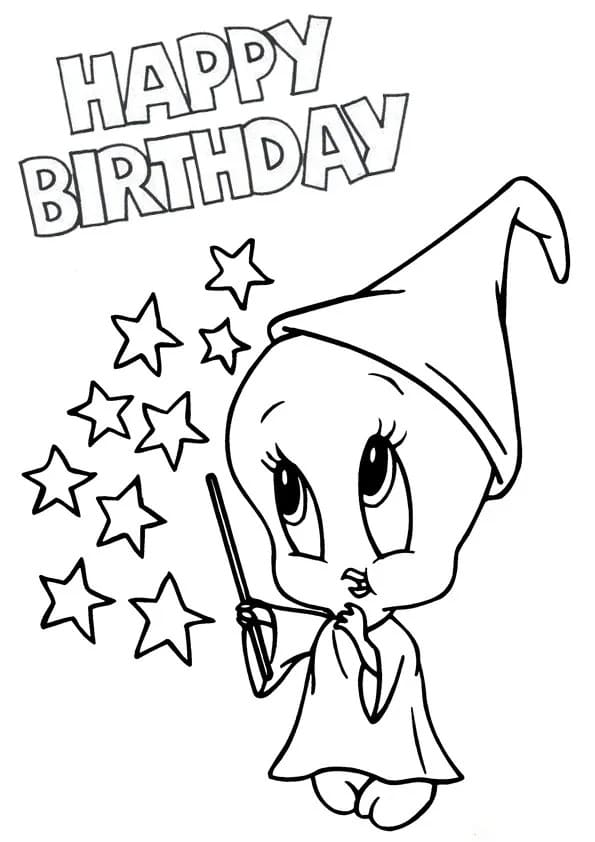 Tillykke Med Fødselsdagen Tweety Bird Tegninger til Farvelægning