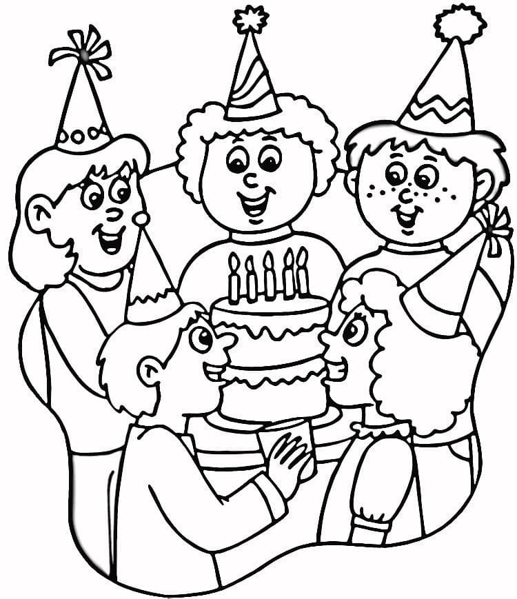 Tillykke Med Fødselsdagens Fest Tegninger til Farvelægning