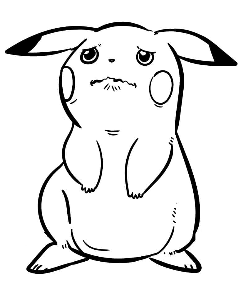 Trist Pikachu Tegninger til Farvelægning