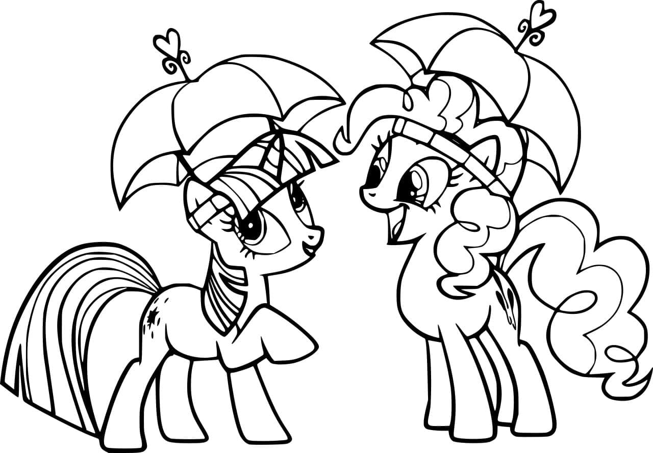 Twilight Sparkle og Pinkie Pie My Little Pony Tegninger til Farvelægning
