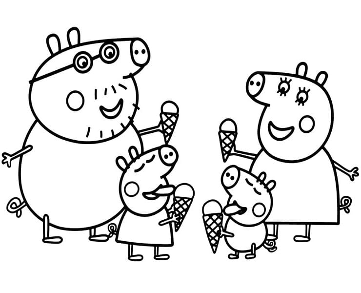 Udskrivbar Peppa Pig Family Tegninger til Farvelægning