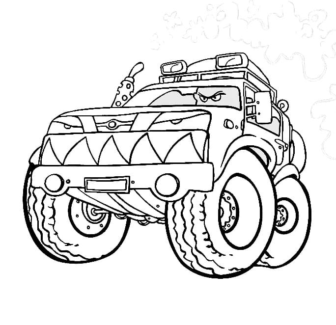 Vred Monsterlastbil Tegninger til Farvelægning