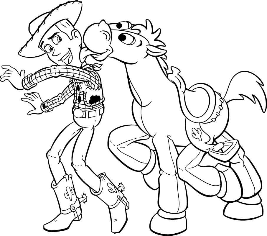 Woody og Bullseye Toy Story Tegninger til Farvelægning