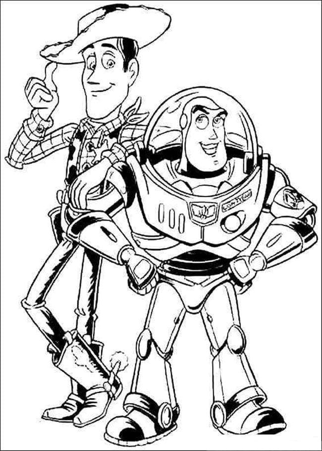 Woody og Buzz Lightyear Tegninger til Farvelægning