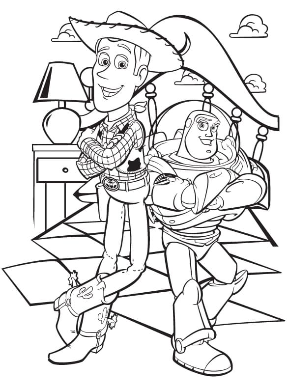 Woody og Buzz Lightyear Toy Story Tegninger til Farvelægning