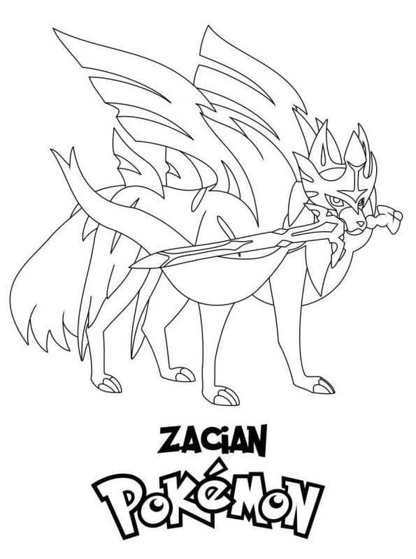 Zacian Pokemon Tegninger til Farvelægning