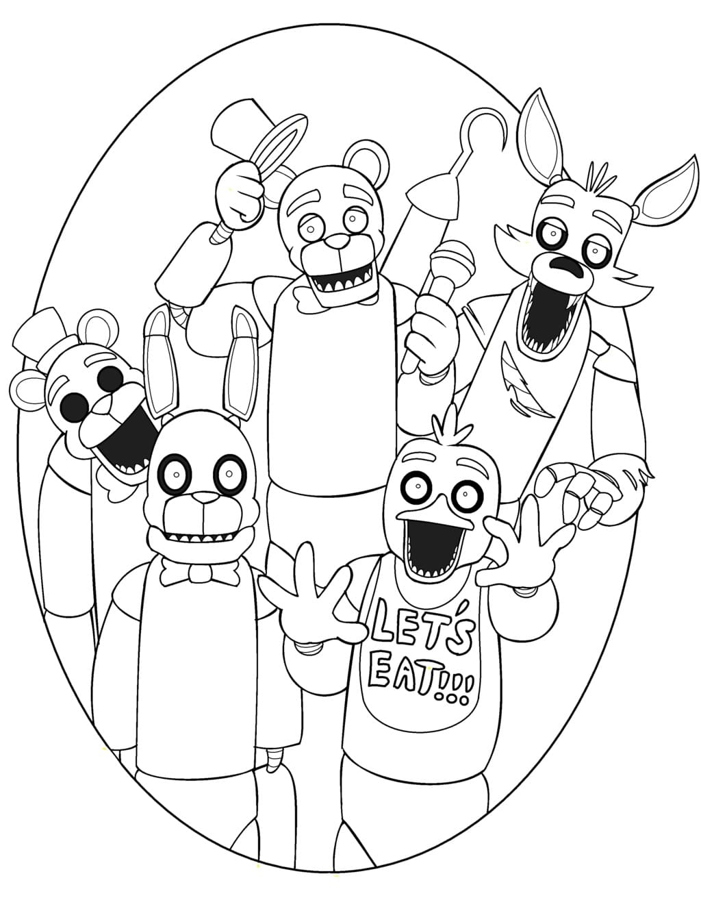 Animatronics FNAF Tegninger til Farvelægning