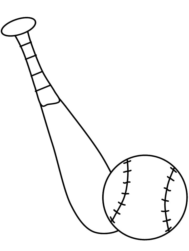 Baseballbat Og Baseballbold Tegninger til Farvelægning