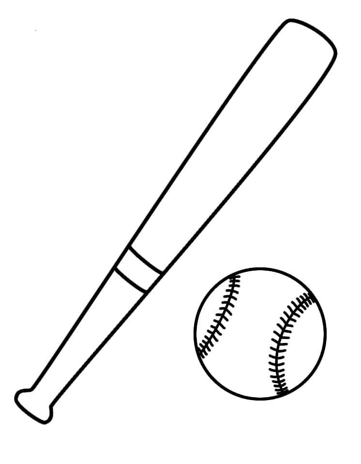 Baseballbat Og Bold Tegninger til Farvelægning