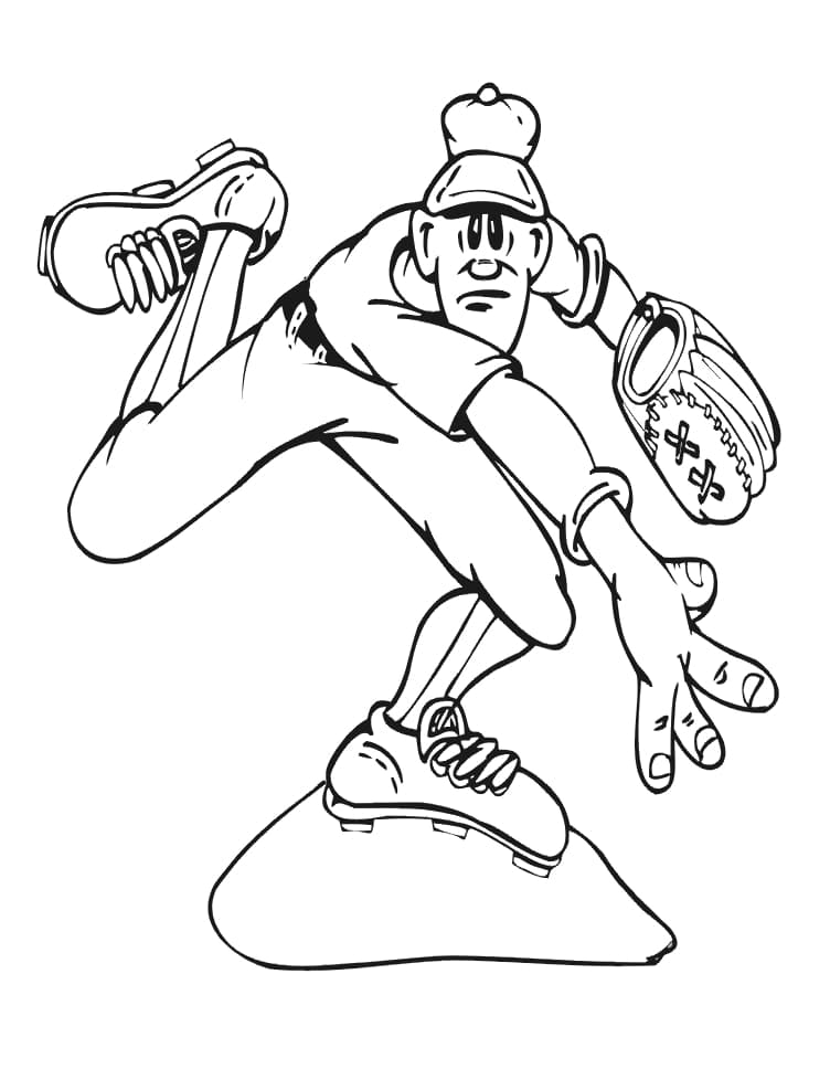 Baseballspiller Kan Udskrives Tegninger til Farvelægning