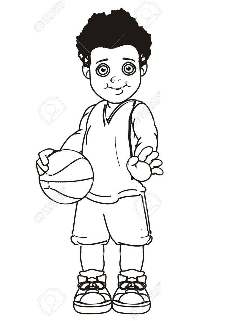 Basketball Dreng Tegninger til Farvelægning